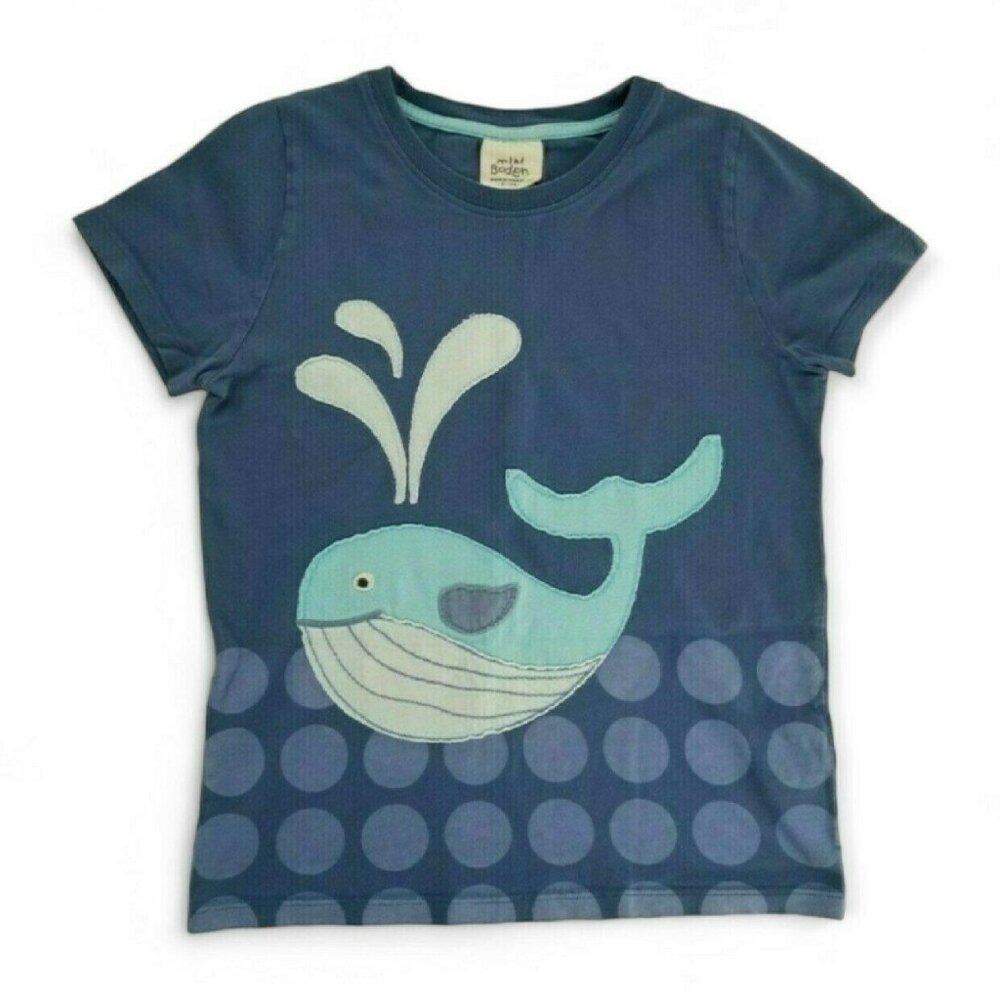 Mini Boden Whale Applique Tee 5/6 Boys